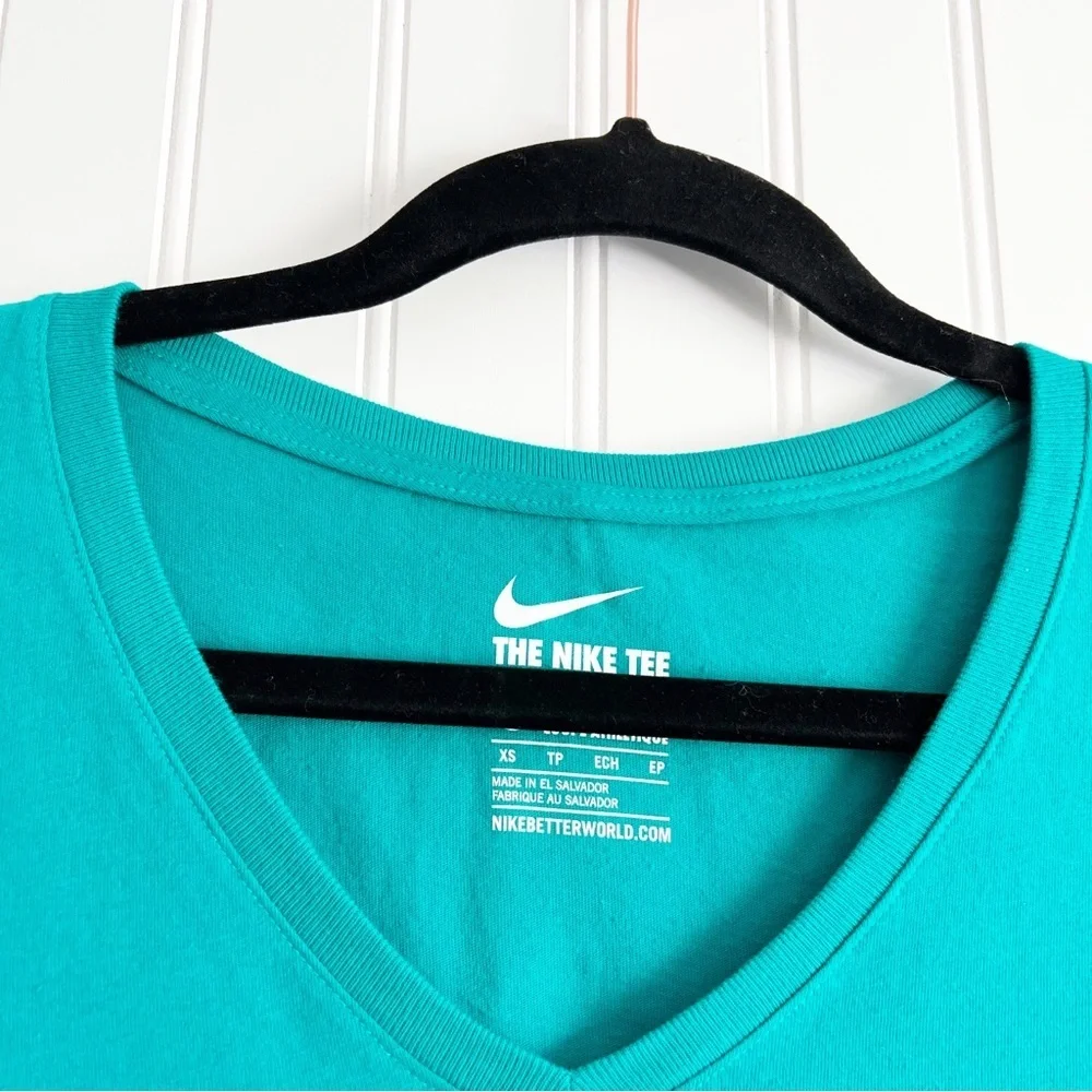 Nike XS Teal V Neck Logo Shirt